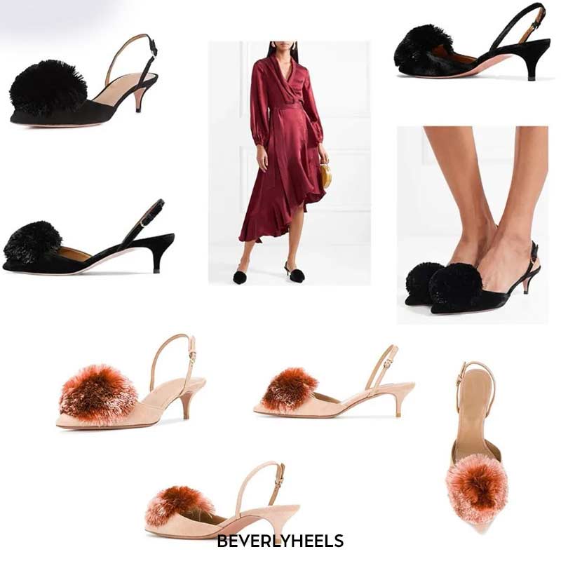 Heels with pom online poms on them