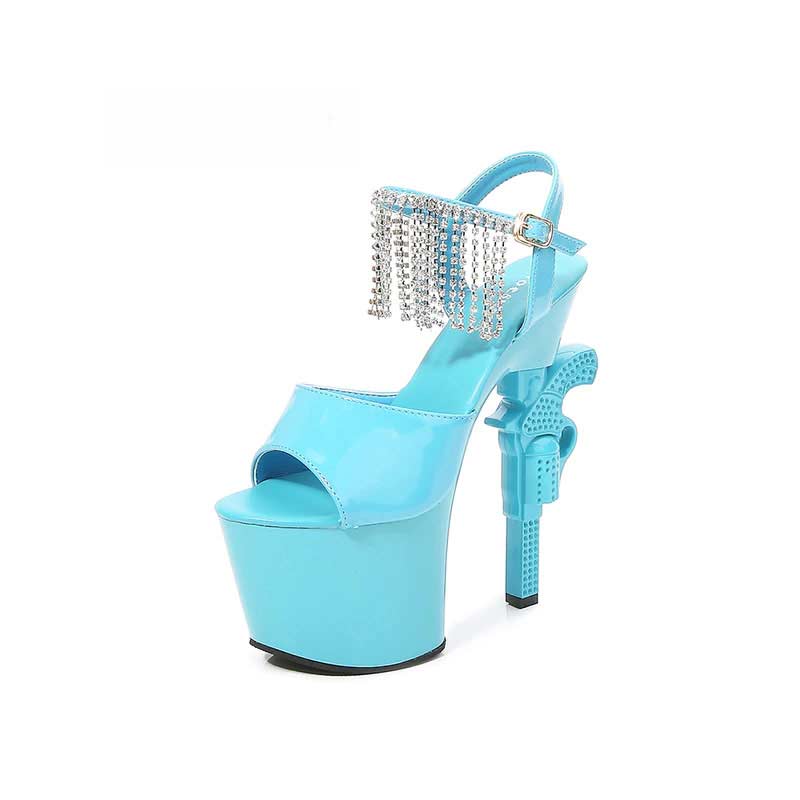 Lib Revolver Gun Heel Peep Toe Platform Rinestones Crystal Decorated ...