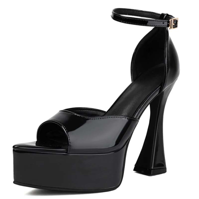 AMOJI Women's Braid Knot Platform Sandals — 4.8-Inch Block Heels, Open Toe, Stylish & Secure