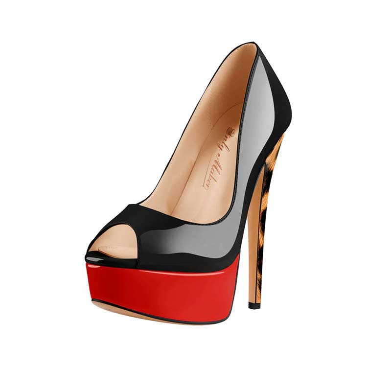 Red and leopard heels sales