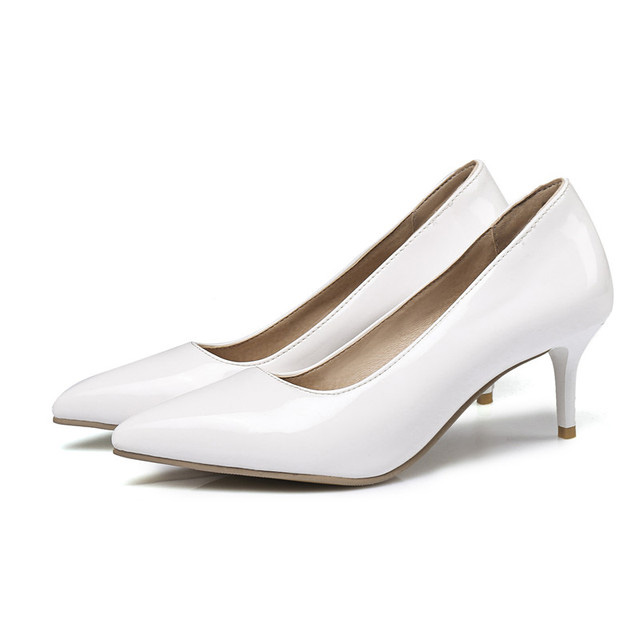 Pointed Toe Stiletto Heels Patent Kdrama Pumps - White - Shaft Material: Patent
Insole Material: Faux Leather
Lining Material: Synthetic
Outsole Material: Rubber
Heels: 2.4 inches (6 cm) in Sexy Heels & Platforms