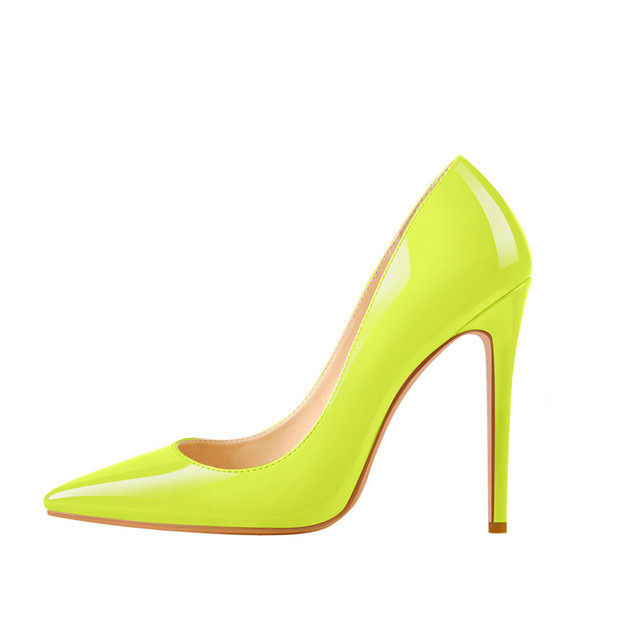 Pointed Toe Classic Stiletto Heels Patent Pumps - Yellow - Upper Material: Patent
Insole Material: Faux Leather
Lining Material: Synthenic
Outsole Material: Rubber
Heels: 3.14 (8 cm) in Sexy Heels & Platforms
