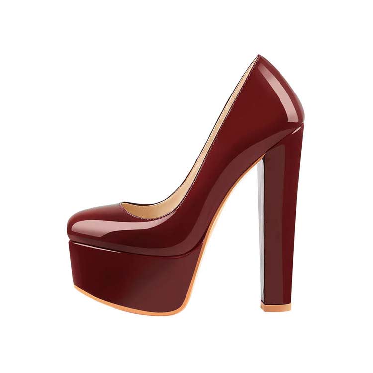 Wide Fit Burgundy Suedette Metal Block Heels | New Look