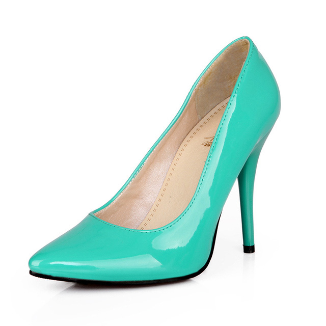 Pointed Toe Stiletto Heels Patent Pumps - Green - Shaft Material: Patent
Insole Material: Faux Leather
Lining Material: Synthetic
Outsole Material: Rubber
Heels: 3.9 inches (10 cm) in Sexy Heels & Platforms