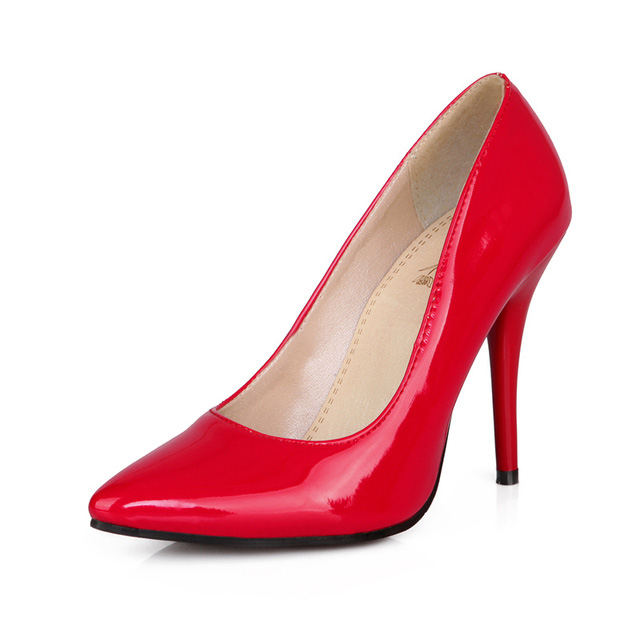 Pointed Toe Stiletto Heels Patent Pumps - Red - Shaft Material: Patent
Insole Material: Faux Leather
Lining Material: Synthetic
Outsole Material: Rubber
Heels: 3.9 inches (10 cm) in Sexy Heels & Platforms