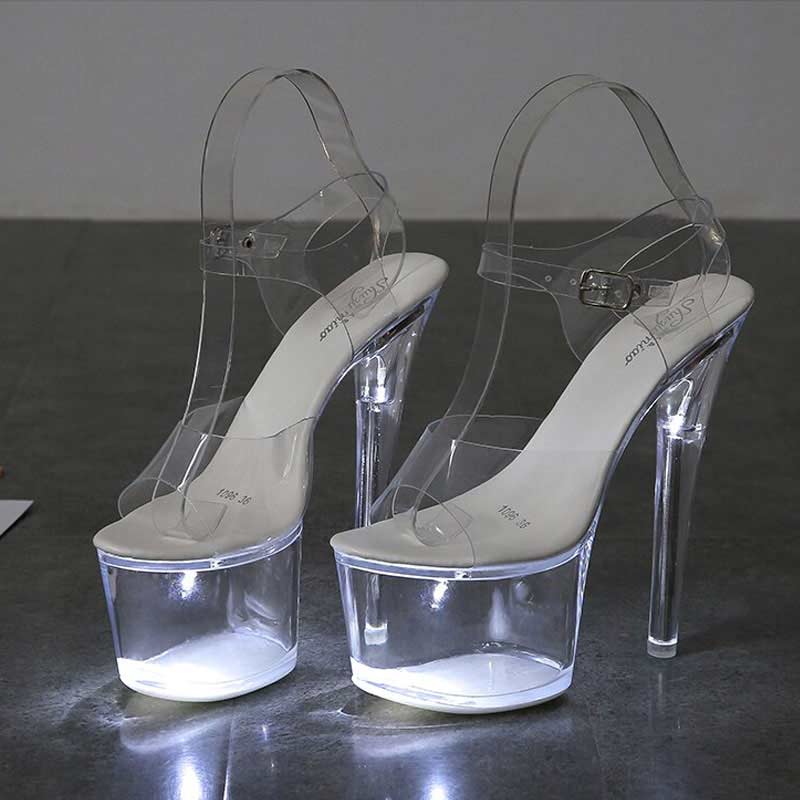 Lib Light Up Italian Heels Peep Toe Ankle Strap Glowing Platform 6 Inch Heel  Sandals - Red in Sexy Heels & Platforms - $64.23
