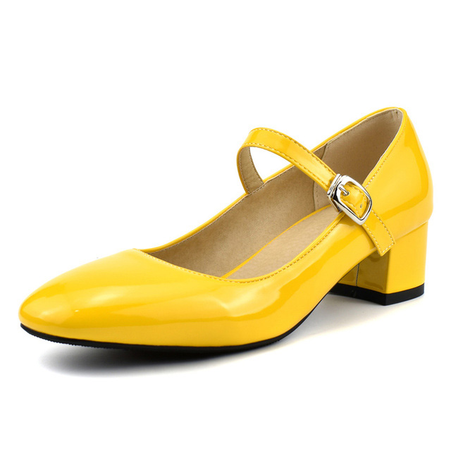 Pointed Toe Block Heels Buckle Straps Mary Janes Shoes - Yellow - Shaft Material: Faux Leather
Insole Material: Faux Leather
Lining Material: Faux Leather
Outsole Material: Rubber in Sexy Heels & Platforms