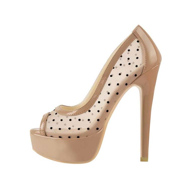 Nude peep toe platform heels hot sale