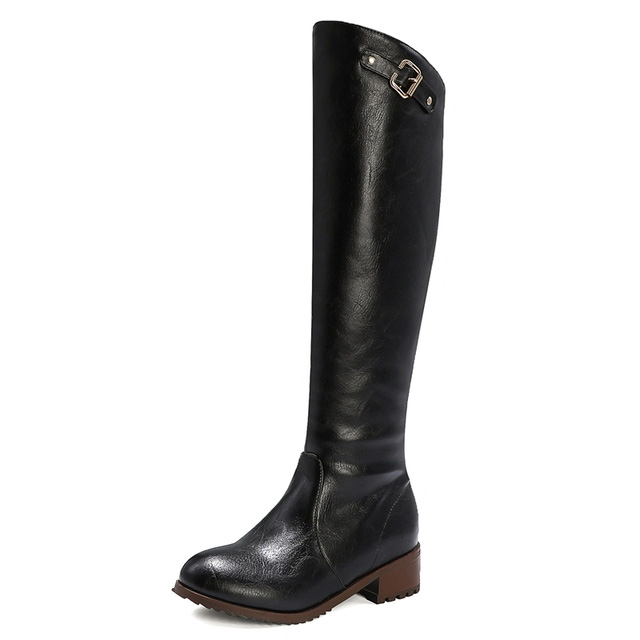 Round Toe Knee Highs Vintage Rustic Rider Biker Side Zipper Boots - Black - Shaft Material: Faux Leather
Insole Material: Short Plush
Lining Material: Short Plush
Outsole Material: Rubber in Sexy Boots