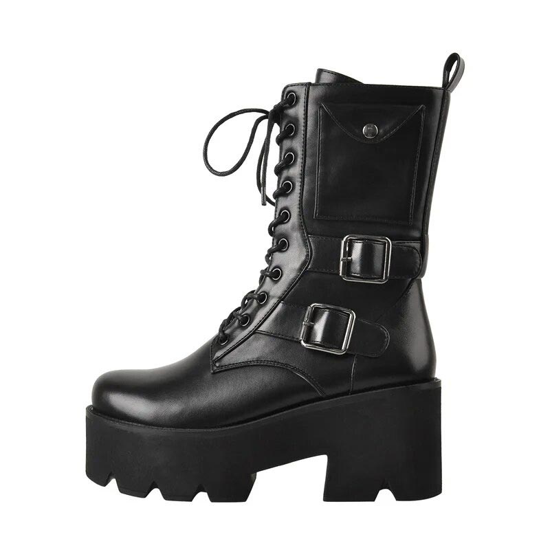 Double buckle side zipper wedge boots hotsell