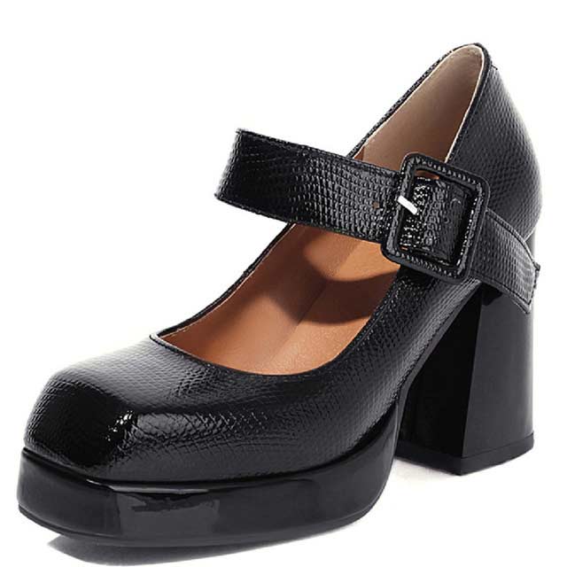 Square Toe Chunky Heels Buckle Straps Platforms Mary Janes Shoes - Black - Shaft Material: Faux Leather
Insole Material: Faux Leather
Lining Material: Faux Leather
Outsole Material: Rubber in Sexy Heels & Platforms
