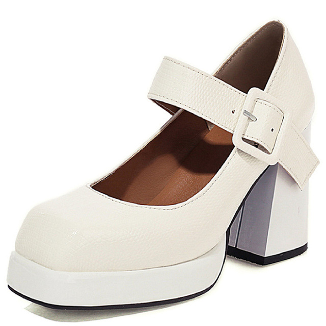 Square Toe Chunky Heels Buckle Straps Platforms Mary Janes Shoes - White - Shaft Material: Faux Leather
Insole Material: Faux Leather
Lining Material: Faux Leather
Outsole Material: Rubber in Sexy Heels & Platforms