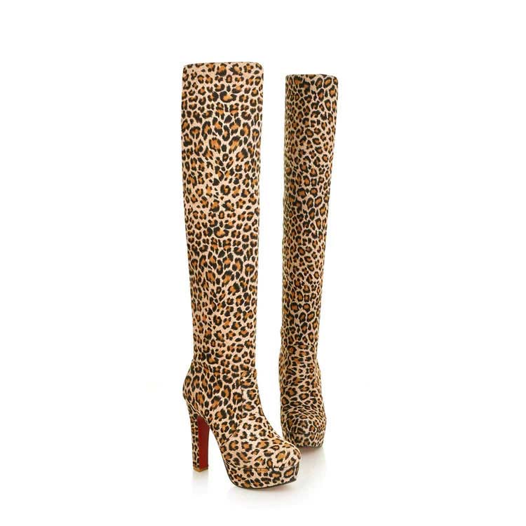 Knee high on sale leopard boots