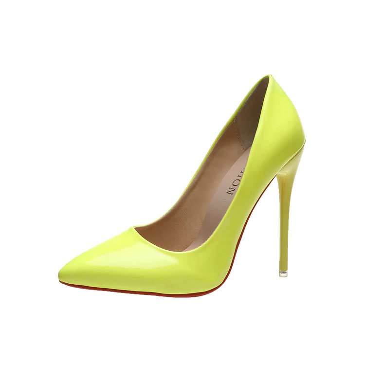 Chic / Beautiful Yellow Office OL Bow Patent Leather Pumps 2021 10 cm  Stiletto Heels High Heels