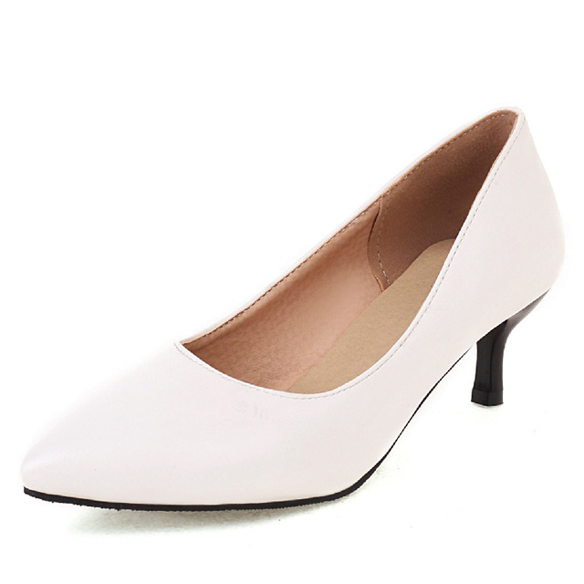 Pointed Toe Medium Kitten Heels Vintage Pumps - White - Shaft Material: Faux Leather
Insole Material: Faux Leather
Lining Material: Synthetic
Outsole Material: Rubber
Heels: 1.96 inches (5 cm) in Sexy Heels & Platforms