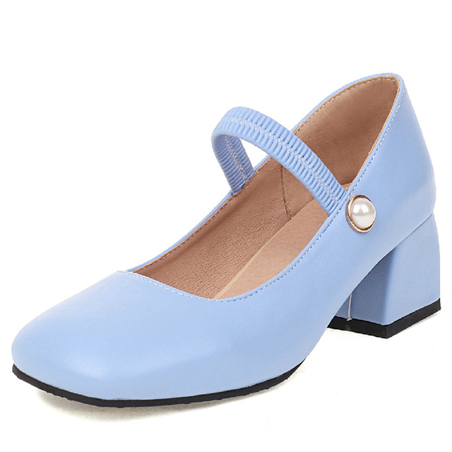 Round Toe Chunky Heels Bead Buckle Straps Mary Janes Pumps - Blue - Shaft Material: Faux Leather
Insole Material: Faux Leather
Lining Material: Faux Leather
Outsole Material: Rubber in Sexy Heels & Platforms