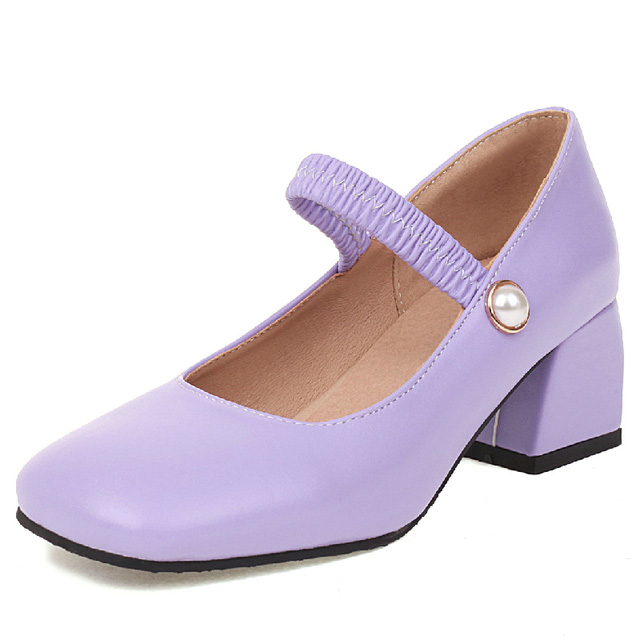 Round Toe Chunky Heels Bead Buckle Straps Mary Janes Pumps - Purple - Shaft Material: Faux Leather
Insole Material: Faux Leather
Lining Material: Faux Leather
Outsole Material: Rubber in Sexy Heels & Platforms