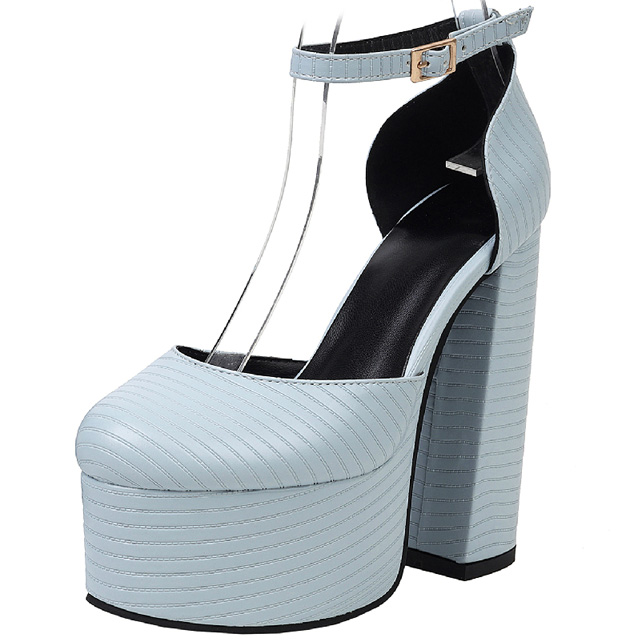 Round Toe Ankle Buckle Straps Chunky Heels Platforms Dorsay Dance Pumps - Blue - Shaft Material: Faux Leather
Insole Material: Faux Leather
Lining Material: Synthetic
Outsole Material: Rubber in Sexy Heels & Platforms