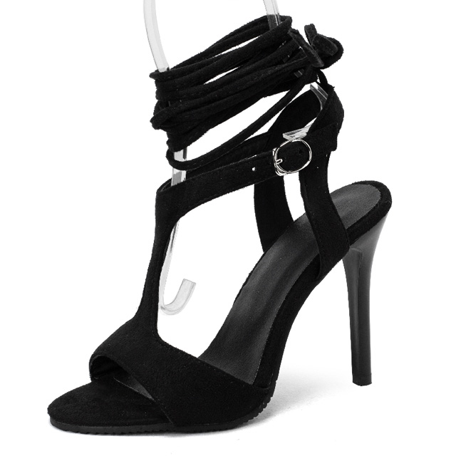 Peep Toe Ankle Buckle TStraps Gladiator Stiletto Heels Summer Sandals Pumps - Black - Shaft Material: Fabric, Short Plush
Insole Material: Faux Leather
Lining Material: Synthetic
Outsole Material: Rubber in Sexy Heels & Platforms