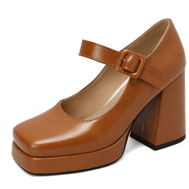 Round Toe Chunky Heels Buckle Straps Matte Platforms Mary Janes Shoes - Auburn - Shaft Material: Faux Leather
Insole Material: Faux Leather
Lining Material: Faux Leather
Outsole Material: Rubber in Sexy Heels & Platforms