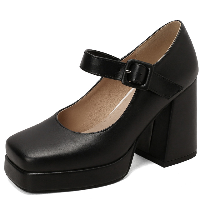 Round Toe Chunky Heels Buckle Straps Matte Platforms Mary Janes Shoes - Black - Shaft Material: Faux Leather
Insole Material: Faux Leather
Lining Material: Faux Leather
Outsole Material: Rubber in Sexy Heels & Platforms