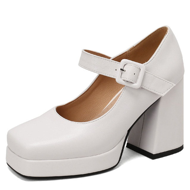 Round Toe Chunky Heels Buckle Straps Matte Platforms Mary Janes Shoes - White - Shaft Material: Faux Leather
Insole Material: Faux Leather
Lining Material: Faux Leather
Outsole Material: Rubber in Sexy Heels & Platforms