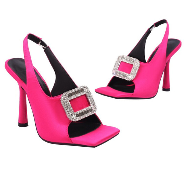 Emma Jones Square Peep Toe Stiletto Heels Metal Decorative Fish