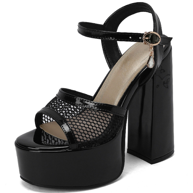 Black platform pumps chunky heel deals