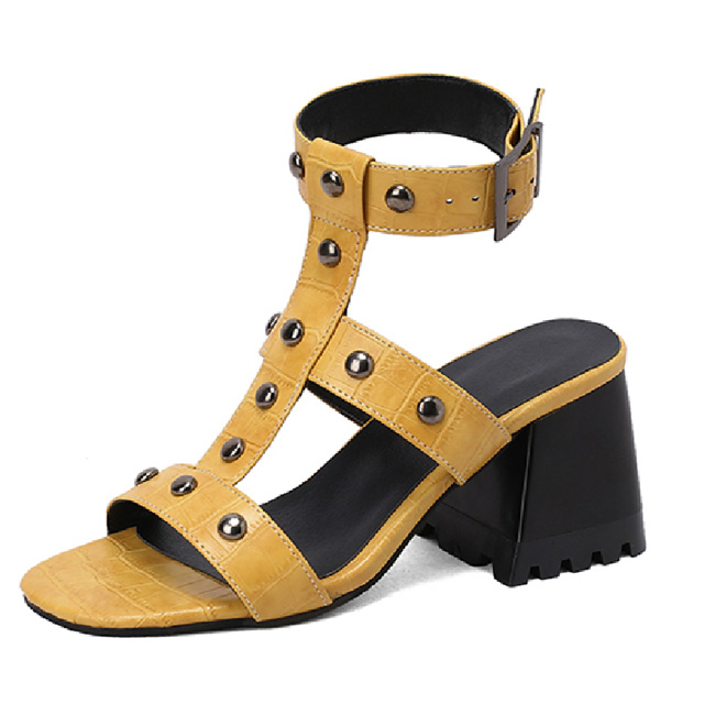 Peep Toe Ankle Straps Snake Print Chunky Heels Greek Roman Summer Sandals - Yellow - Shaft Material: Faux Leather
Insole Material: Faux Leather
Lining Material: Synthetic
Outsole Material: Rubber in Sexy Heels & Platforms