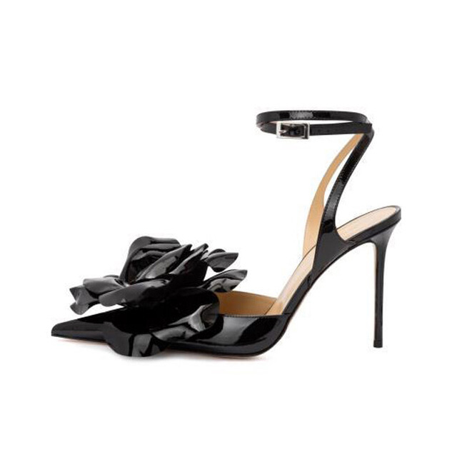 Pointed Toe Stiletto Heels Wedding Engage Party Flowers Sandals - Black - NOTE: As Different Computers Display Colors Differently,The Color Of the Actual Item May Very Slightly From The Above Images.

Upper Material: Patent
Insole Material: Bonded Leather
Lining Material: Synthetic
Outsole Material: Rubber in Sexy Heels & Platforms