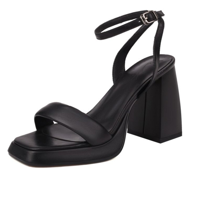 Peep Toe Block Chunky Heels Ankle Buckle Gladiator Straps Slippers Sandals - Black - Shaft Material: Faux Leather
Insole Material: Faux Leather
Lining Material: Faux Leather
Outsole Material: Rubber in Sexy Heels & Platforms