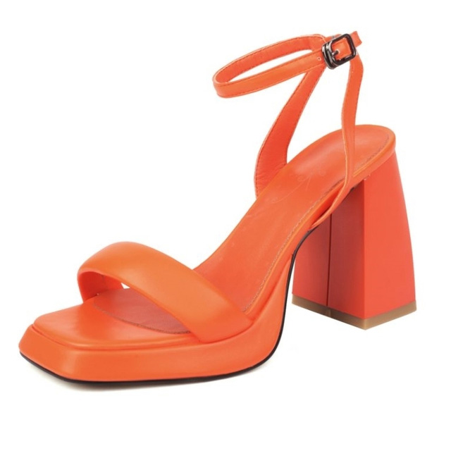 Peep Toe Block Chunky Heels Ankle Buckle Gladiator Straps Slippers Sandals - Orange - Shaft Material: Faux Leather
Insole Material: Faux Leather
Lining Material: Faux Leather
Outsole Material: Rubber in Sexy Heels & Platforms