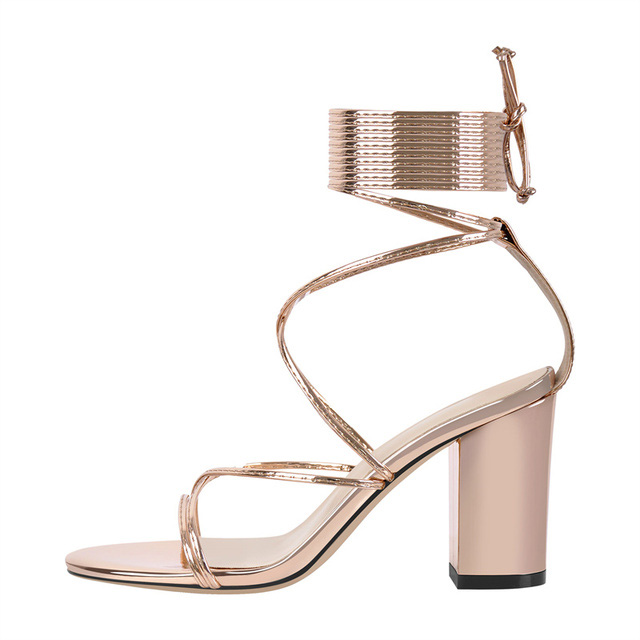 Peep Toe Chunky Heels Gladiators Ankle Wrap Patent Sandals - Peachpuff - Upper Material: Patent
Insole Material: Faux Leather
Lining Material: Synthenic
Outsole Material: Rubber
Heels: 3.14 (8 cm) in Sexy Heels & Platforms