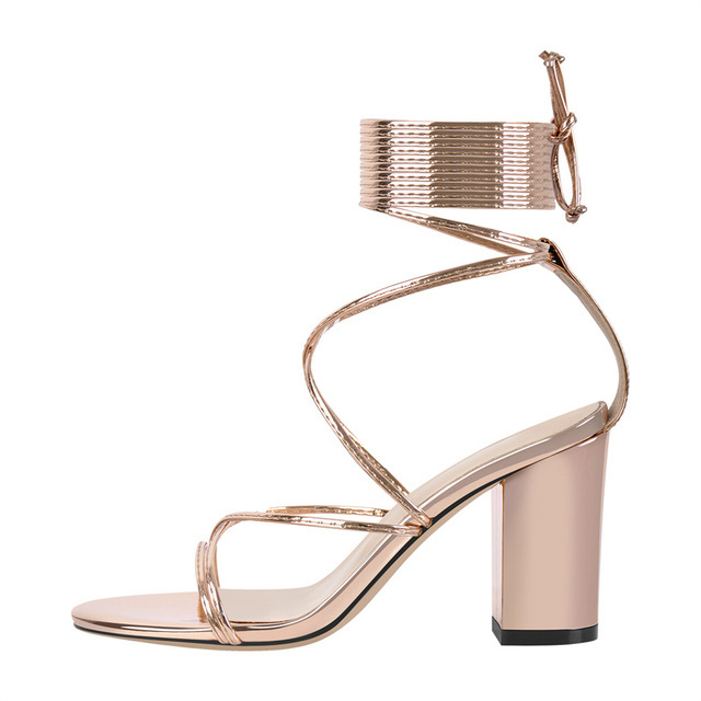 Peep Toe Chunky Heels Gladiators Ankle Wrap Patent Sandals - Peachpuff - Upper Material: Patent
Insole Material: Faux Leather
Lining Material: Synthenic
Outsole Material: Rubber
Heels: 3.14 (8 cm) in Sexy Heels & Platforms