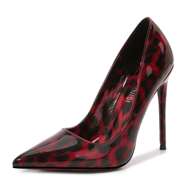 Pointed Toe Stiletto Leopard Heels Classic Patent Pumps - Red - Shaft Material: Patent
Insole Material: Faux Leather
Lining Material: Synthetic
Outsole Material: Rubber

US: 4.5 (8.85 inch) - EU: 35
US: 5.5 (9.05 inch) - EU: 36
US: 6 (9.25 inch) - EU: 37 
US: 7 (9.45 inch) - EU: 38 
US: 8 (9.65 inch) - EU: 38.5
US: 8.5 (9.84 inch) - EU: 39
US: 9.5 (10.24 inch) - EU: 40
US: 10 (10.43 inch) - EU: 41
US: 11 (10.62 inch) - EU: 42 
US: 12 (10.83 inch) - EU: 43
US: 13 (11.22 inch) - EU: 44
US: 13.5 (11.42 inch) - EU: 45.5
US: 14 (11.61 inch) - EU: 46.5
US: 15 (12.01 inch) - EU: 47 in Sexy Heels & Platforms