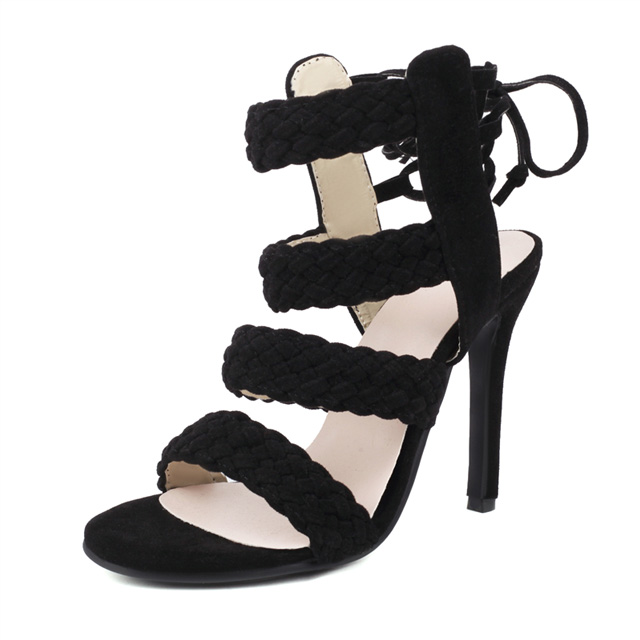 Women's Solid Color Sandals Back Zipper Casual Stiletto - Temu