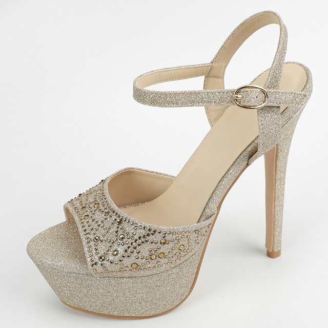 Peep Toe Ankle Buckle Straps Stiletto Heels Glitter Sequin Platforms Pumps - Gold - NOTE: As Different Computers Display Colors Differently,The Color Of the Actual Item May Very Slightly From The Above Images.

Upper Material: Faux Leather
Insole Material: Faux Leather
Lining Material: Synthetic
Outsole Material: Rubber

Heel to Toe:8.86`` US Size:4 = EU Size:35
Heel to Toe:9.06 ``US Size:5 = EU Size:36
Heel to Toe:9.25`` US Size:6 = EU Size:37
Heel to Toe:9.45`` US Size:7 = EU Size:38
Heel to Toe:9.65`` US Size:8 = EU Size:39
Heel to Toe:9.84`` US Size:9 = EU Size:40
Heel to Toe:10.04`` US Size:10 = EU Size:41
Heel to Toe:10.24`` US Size:11 = EU Size:42 in Sexy Heels & Platforms
