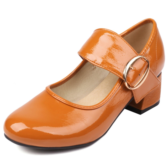 Round Toe Buckle Straps Chunky Heels Mary Janes Pumps - Auburn - Shaft Material: Faux Leather
Insole Material: Faux Leather
Lining Material: Synthetic
Outsole Material: Rubber

SIZES
US: 4 (8.66 inch) - EU: 34
US: 4.5 (8.85 inch) - EU: 35
US: 5.5 (9.05 inch) - EU: 36
US: 6 (9.25 inch) - EU: 37 
US: 7 (9.44 inch) - EU: 38 
US: 8 (9.64 inch) - EU: 39
US: 8.5 (9.84 inch) - EU: 40
US: 9.5 (10.03 inch) - EU: 41
US: 10 (10.23 inch) - EU: 42
US: 11 (10.43 inch) - EU: 43 
US: 12 (10.62 inch) - EU: 44
US: 13 (10.83 inch) - EU: 45
US: 13.5 (11.02 inch) - EU: 46
US: 14 (11.22 inch) - EU: 47
US: 15 (11.41 inch) - EU: 48
US: 16 (11.61 inch) - EU: 49
US: 17 (12.01 inch) - EU: 50 in Sexy Heels & Platforms