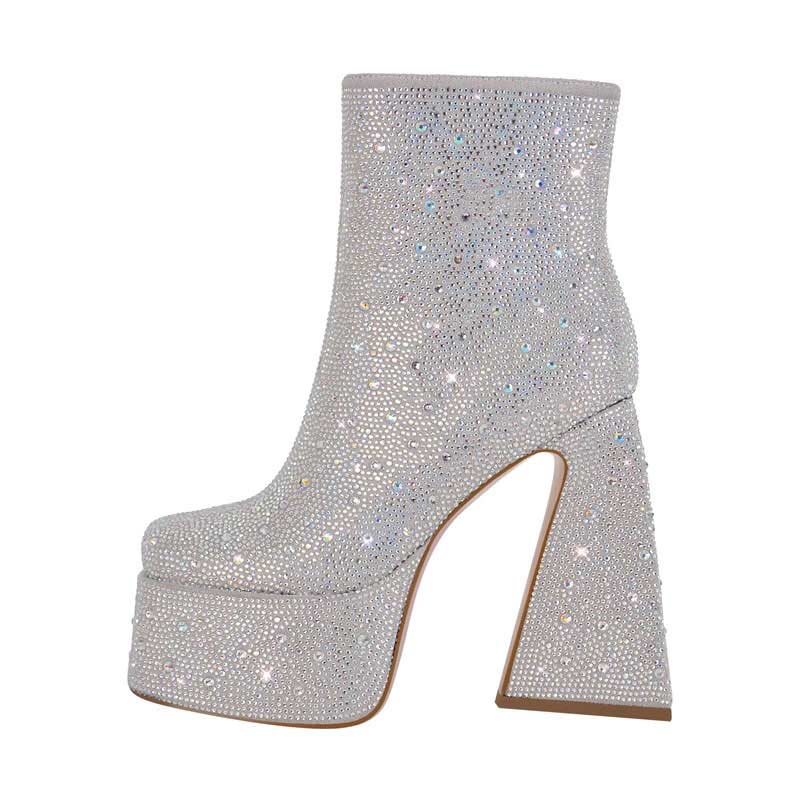 Silver glitter on sale platform boots