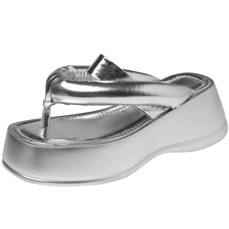 Lib Summer Outside Wedges Flip Flops Slippers Sandals Silver in Sexy Heels Platforms 79.19