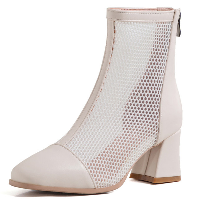 White deals fishnet heels