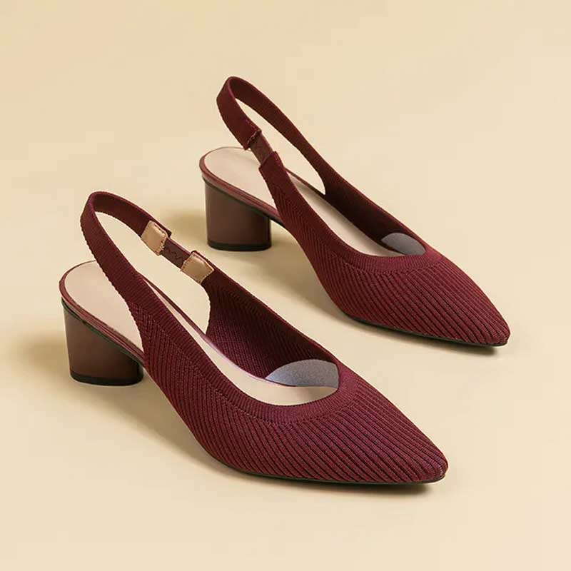 Smooch Red Buckle Detail Slingback Mid Heel Court Shoe | Public Desire