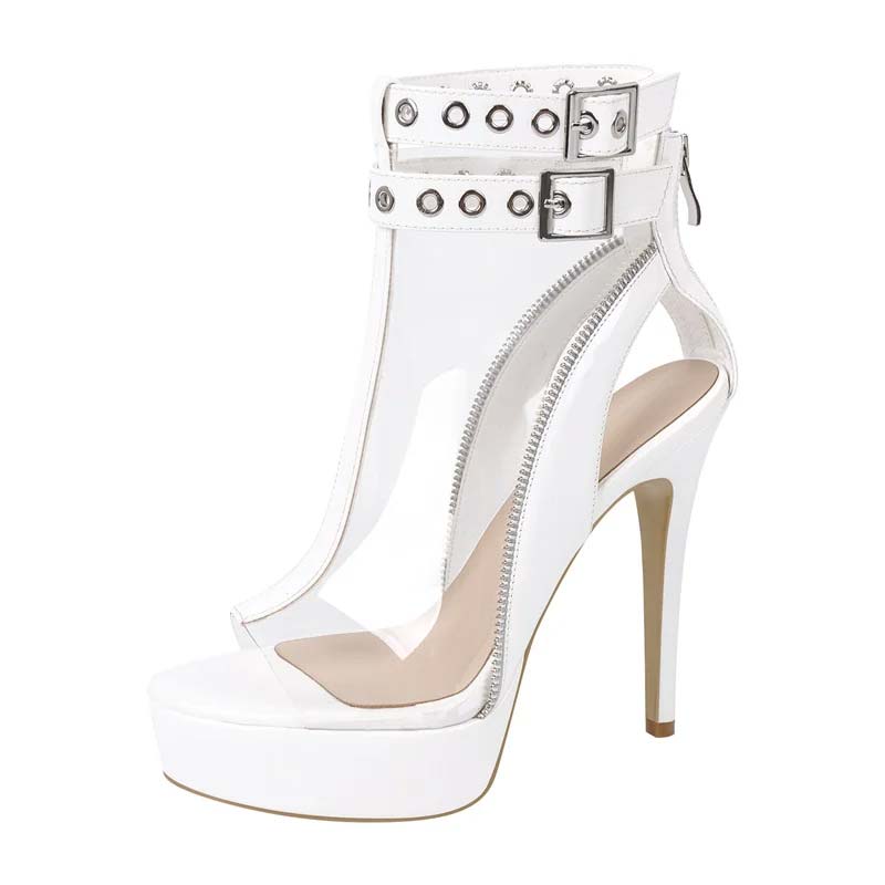 White sales patent booties