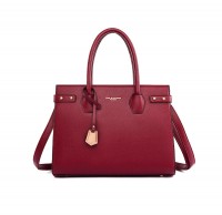 Oblong Style Shoulder Crossbody Handbag - Burgundy