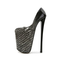 Fly High Crocodile Designed Platform Stiletto Heels Pumps - Black