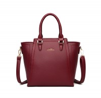 Medium Size Vegan Leather Crossbody Handbag - Burgundy