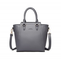 Medium Size Vegan Leather Crossbody Handbag - Gray