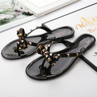 Rivet Decorated Slippers Soft Outdoor Flip Flops - Black