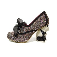 Round Toe Fantasy Panda Heels Party Pumps with Butterfly Knot - Black