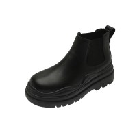 Wave Platform Vegan Leather Chelsea Ankle Boots - Black